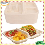 GSWLTT 50pcs Disposable Taco Plates, 4 Compartment Leakproof Taco Plates with Dividers,  Sturdy Taco