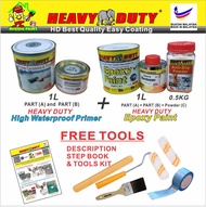 EPOXY HEAVY DUTY ( FULL SET EPOXY PAINT ) HEAVY DUTY FOR TOILET TILES FLOOR ( 1L PRIMER / 1L EPOXY / 0.5 KG POWDER ANTI-SLIP ) HEAVY DUTY