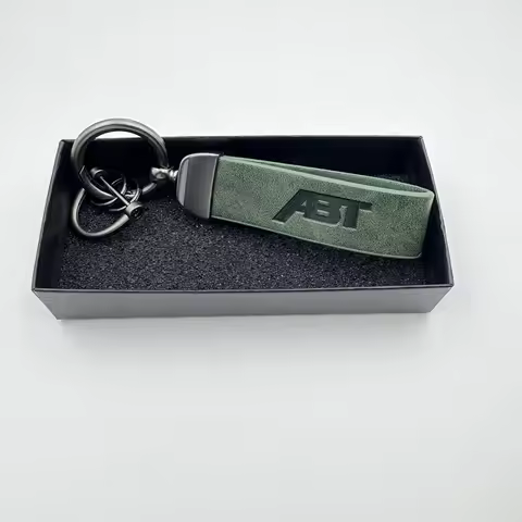 Genuine Leather Keychain Car Key Ring abt Keychain with ABT 3D Logo For VW Golf Audi A3 A4 Q5 Q8 S3 