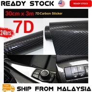 7D Real (30cm x 3m) High Glossy Shiny Carbon Fiber Pattern Film Wraping Sticker Car