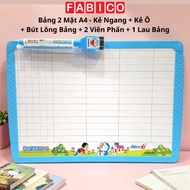 A4 2-Sided Board Set - Horizontal Lines, Grids with Brush Pen, 2 Chalks, 1 Board Cleaner Thien Long 