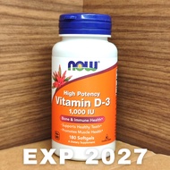 Now Foods Food Vitamin Vit D-3 D3 D3 1000 IU High Potency Contents 180/360 softgel