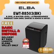 [Delivery Within 5 Days] Elba 8.5KG Top Loading Fully Automatic Washing Machine EWT-R8503(BK) | 4 Wa