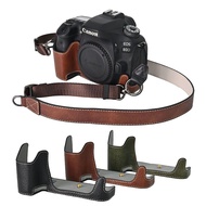 Pu Leather Camera Case Half Body Base For Canon EOS 80D 90D
