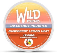 Wild 20 x 120mg Caffeine Pouches Nicotine Free Raspberry Lemon Heat - 1 x Can of Energy Pouches - Ca