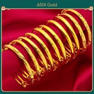 Genuine 9999 Real Bangle Hollow Stars Wedding Buckle 3D Hard Bracelet for Women