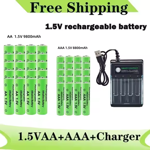 Original Rechargeable Battery 1.5V AA 9800mAh+AAA 8800mAh+Charger for Computer Clock Radio Video Gam