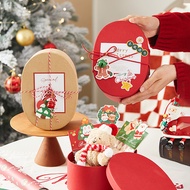 กล่องกระดาษคราฟท์ทรงวงรีสำหรับวันคริสต์มาส2023กล่องบรรจุของขวัญขนมตังเมขนมตังเมสำหรับบิสกิต