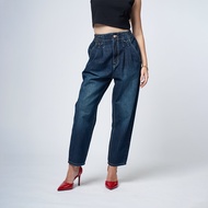 DAVIE JONES WOMEN กางเกงยีนส์ ผู้หญิง Women Culotte Fit Jeans CL0001 สีกรม น้ำเงิน