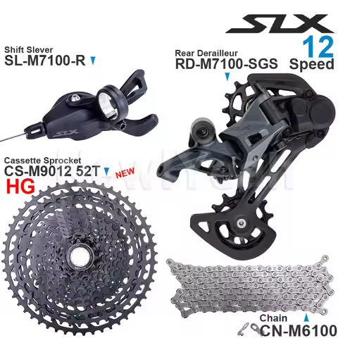 SHIMANO SLX M7100 1x12 Speed Groupset with Shifter Rear Derailleur CN-M6100 Chain Original and Casse