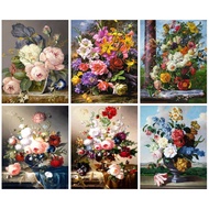 RUOPOTY 60x75cm/50x65cm/40x50cm Frame DIY Painting By Numbers Flower Picture Colouring Zero Basis Ha
