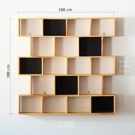 Mareera ชั้นวางของแบบติดผนัง ไม้สัก แนวนอน 5 ชั้นรุ่น Untitled ชั้นวางart toy ชั้นวางแผ่นเกมส์ แผ่นd