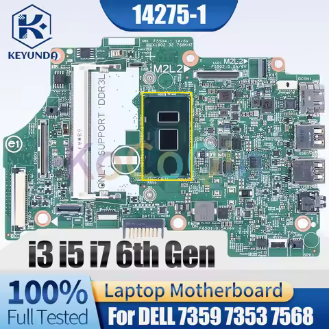 For Dell 7359 7353 7568 Notebook Mainboard 14275-1 i3-6100U i5-6200U i7-6500U 0KN06J 09GH9H 0H8C9M L