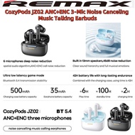 REMAX CozyPods JZ02 ANC+ENC Earbuds 3-Mic Noise Canceling Music Talking Headphone
