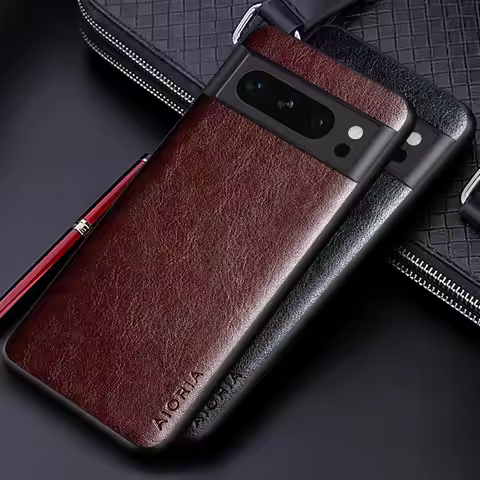 Luxury PU leather Case for Google Pixel 8 7 6 5 Pro 7A 6A 5A 4A 4 XL Business solid color design pho