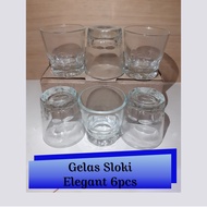 Gelas Sloki Elegant 6Pcs (SOJU) Tinggi 5.5cm Diameter 5cm / Gelas Kaca Polos / Gelas Kaca Mini / Dri