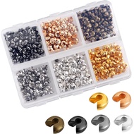 600pcs Crimp Beads for Jewelry Making, 4 mm Alloy Crimp Bead Knot Covers Semicircular Bead Stopper C