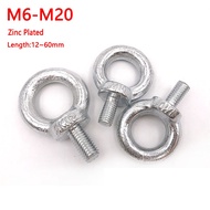 M6 M8 M10 M12 M14 M16 M18 M20 Eye Bolt Zinc Plated Marine Lifting Eye Screws Ring Loop Hole for Cable Rope Length: 12-60mm