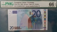 🌞 德國歐元$ 20 元(2002年),PMG 66 EPQ.