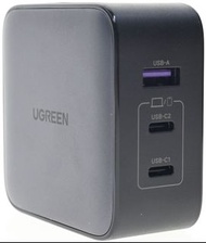 UGREEN綠聯 65W 三埠GaN快速充電器多國轉接版CD296  GAN USB-C + USB-A 3  美國/英國/歐盟 插頭 旅行充電器