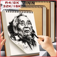 WININ Art Sketchbook, 30Sheets/60Pages A4/8K/16K/32K/A3 Drawing Notepad, High Quality Kraft Paper Fl