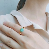 【天河石戒指】切面水晶/手作纏繞銅線/可客製化戒圍/Tiffany藍