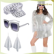 [FrenecieeMY] 70S Disco Hat Set Disco Costume Set for Fancy Dress Birthday