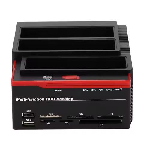 A19E-All In 1 Dual Bay HDD Docking Station Multifunctional 2.5/3.5Inch IDE&SATA Hard Disk Base USB 3