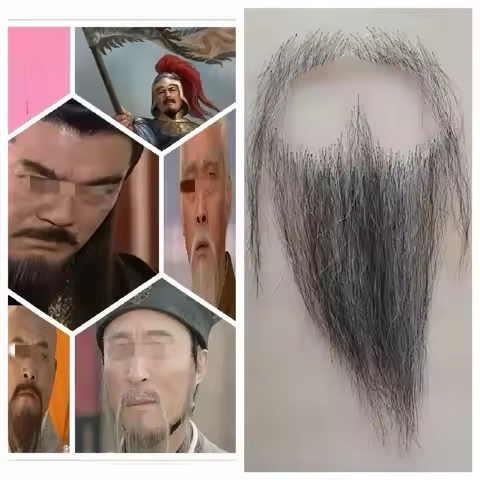Yak Hair Fake Beard Realistic Mustache Black Goatee Costume Invisible Lace False Beard for Halloween