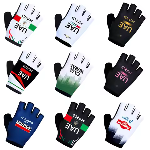 UAE 2027 Alpecin Team Anti Shock Half Finger Gloves FDJ Cycling Gloves Fitness Gym Bodybuilding Exer