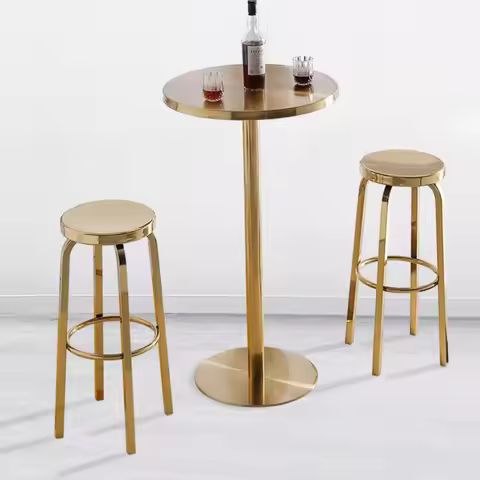Minimalist Bar Stools Gold Stainless Steel Swivel Chair Modern Counter Stool for Home/Patio Industri