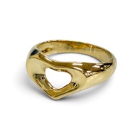 全新 △ TIFFANY&Co. Tiffany Elsa Peretti 鏤空心形戒指，750 (YG) 黃金，JP9 號，重 4.12 克，女士款，帶盒子和防塵袋。