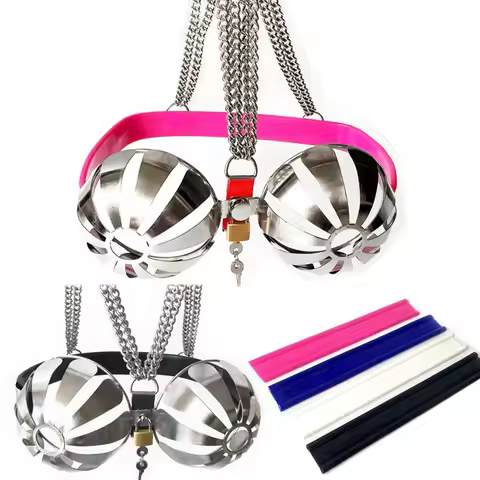 Steel Adjustable Female Chastity Device Bra Stainless SM Slave Metal Lockable Underwear Chain Can Be
