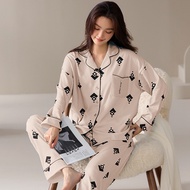 ☼2022 Autumn Winter Long Sleeve 100% Cotton Print Pajama Sets for Women Loose Sleepwear Pyjama Homew