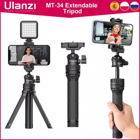 Ulanzi MT-34 Extend Tripod 360 Adjustable Ballhead 2 in 1 Phone Clamp Holder Smartphone DSLR SLR Tri