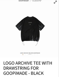 Goopimade Goopi GOOPiMADE x CLESSTE LOGO ARCHIVE TEE WITH DRAWSTRING FOR GOOPiMADE - BLACK