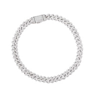 [#B62 6mm]UCCIYO D VVS Synthetic Moissanite S925 Sterling Silver Cuban Chain Bracelet Miami Cuban Ch