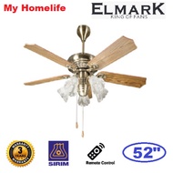 Elmark Ceiling Fan EL3386 AB 52" Ceiling Fan With Light Kit