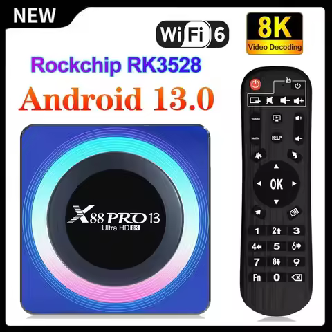 X88 PRO 13 RK3528 Android 13 Smart TV Box 5G WIFI6 HDR10+ 4K 8K Video 4G 64G 32G BT 4K 3D Global Med