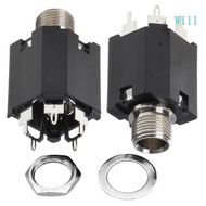 Will 5 Pin 6 35MM  Microphone Female Socket Panel Solder Conenctor with Nut 50V 0 5A（VA）Female Socke