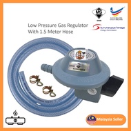 Low Pressure Sirim Gas Regulator with Transparent Gas Hose &amp;Hose Clips (KEPALA GAS)