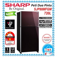 Sharp 720L Two Door Inverter Fridge ( GlassM - Maroon )