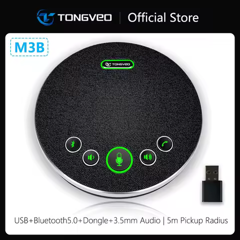 Bluetooth Speakerphone Conference Microphones Wireless Conference Speaker 360°Voice Pick up with 4 A