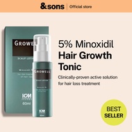 andSons Growell Scalp Lotion 5% Minoxidil Hair Growth Anti Hair Loss Tonic for Men (60ml)