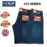 522S SERIES [ JC BLUE ] ( SIZE 31- 42 ) STRETCHABLE MEN'S STRAIGHT CUT SHORT JEANS PANTS / SELUAR JE