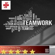 Team Work cloud word Wall Sticker, office Glass Cutting Sticker - Cool Matte Black