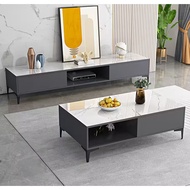 Marble TV cabinet floor cabinet coffee table combination cabinet storage cabinet against the wall TV stand
