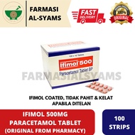 IFIMOL PARACETAMOL TABLETS 500MG 100STRIP 1 BOX (TABLET COATED TIDAK PAHIT & KELAT APABILA DITELAN)