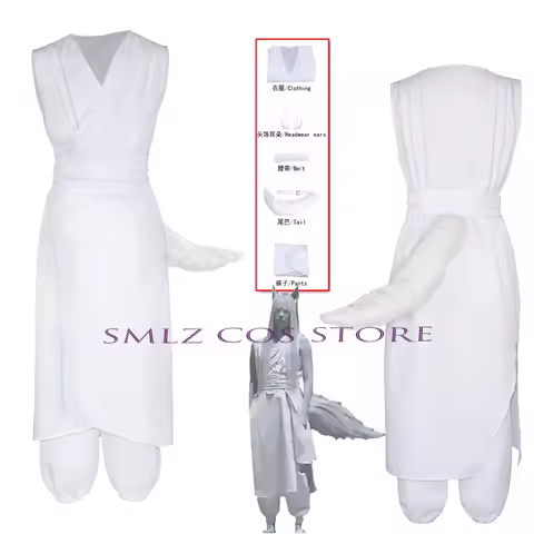 Yoko Kurama Shuichi Minamino Cosplay Anime YuYu Hakusho Costume White fox Uniform Tail Outfit Set Pa