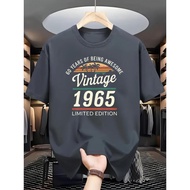 Summer Fashion Men's Casual Loose 60s Large Pattern T-shirt Limited Edition 1965 Retro T-shirt
